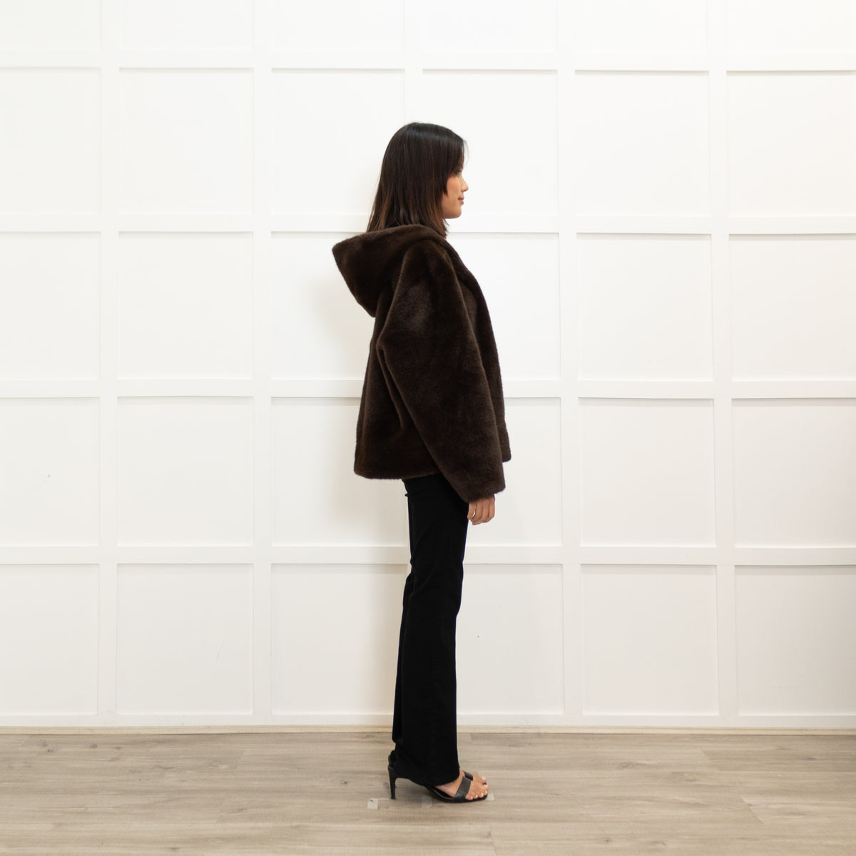 Ba & Sh Brown Faux Fur Short Jacket