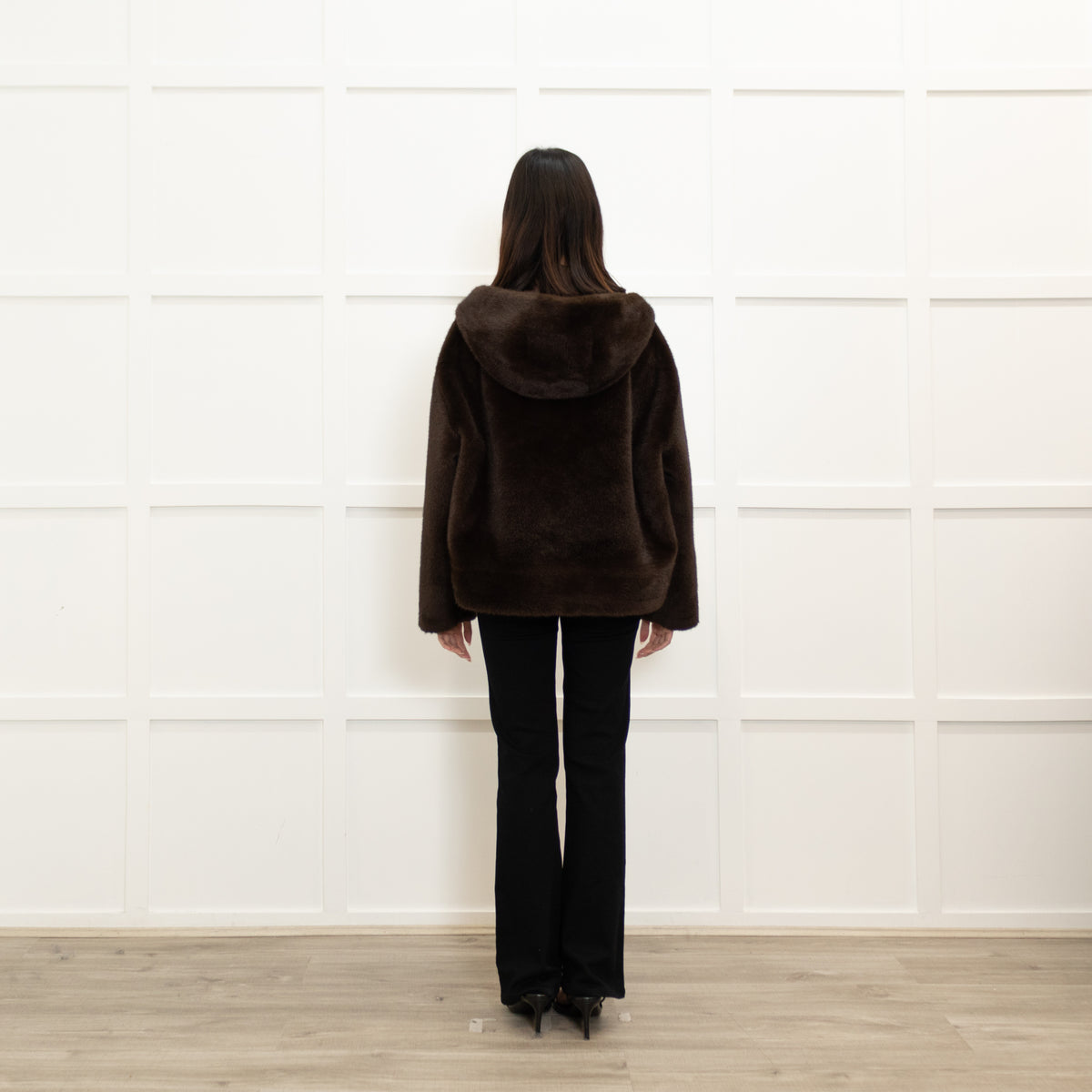 Ba & Sh Brown Faux Fur Short Jacket