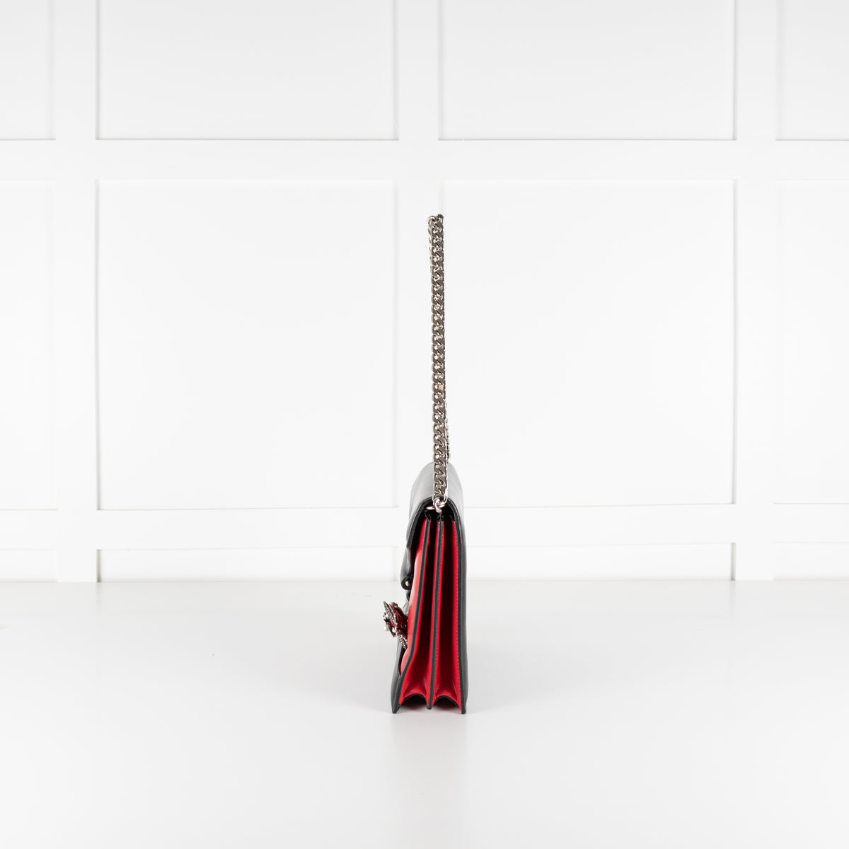 Alexander McQueen Black Red Leather Embellished Pin Bag