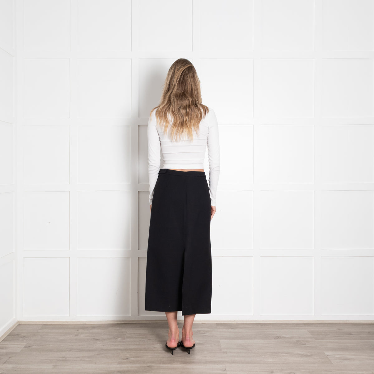 The Row Black Straight Mid Length Skirt