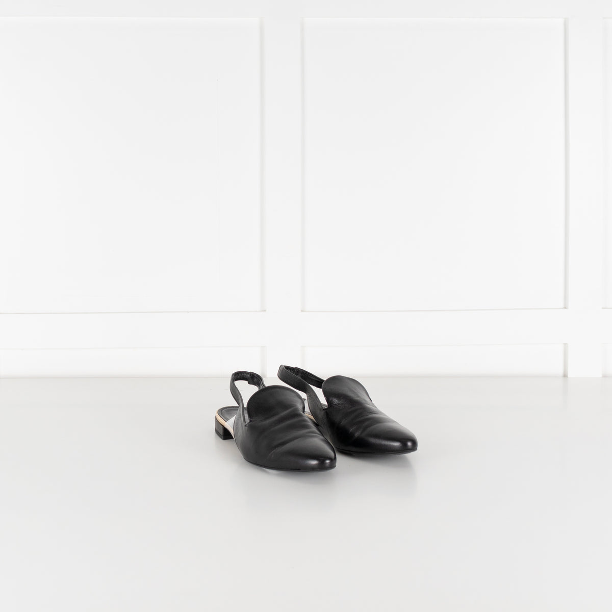 Agl Black Leather Slingbacks
