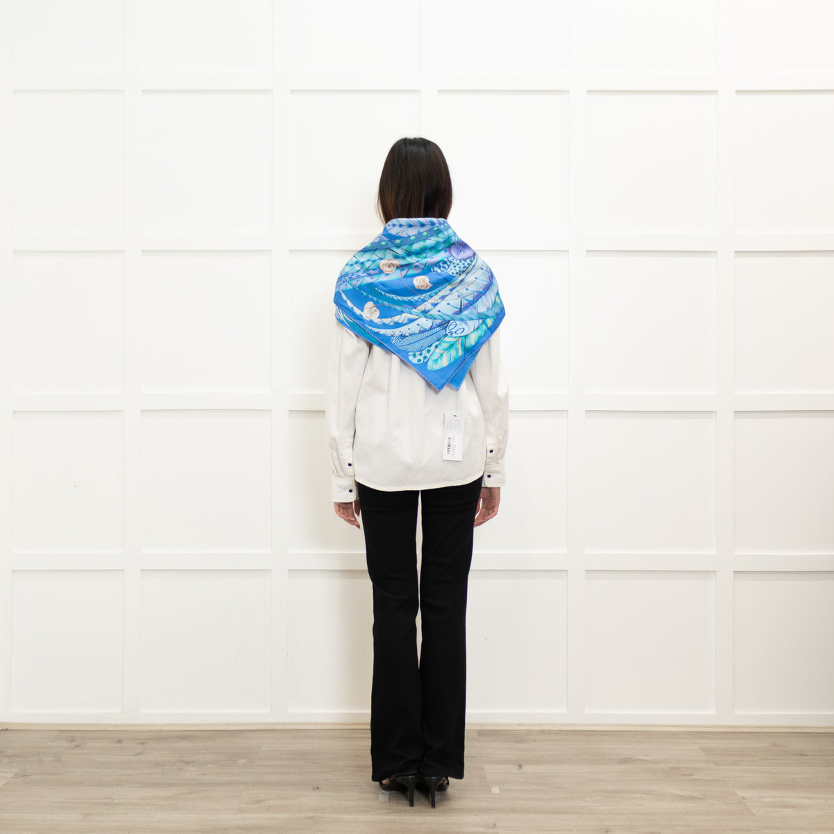 Hermes Colbat Blue & Turquoise Silk Plumes En Fete Scarf