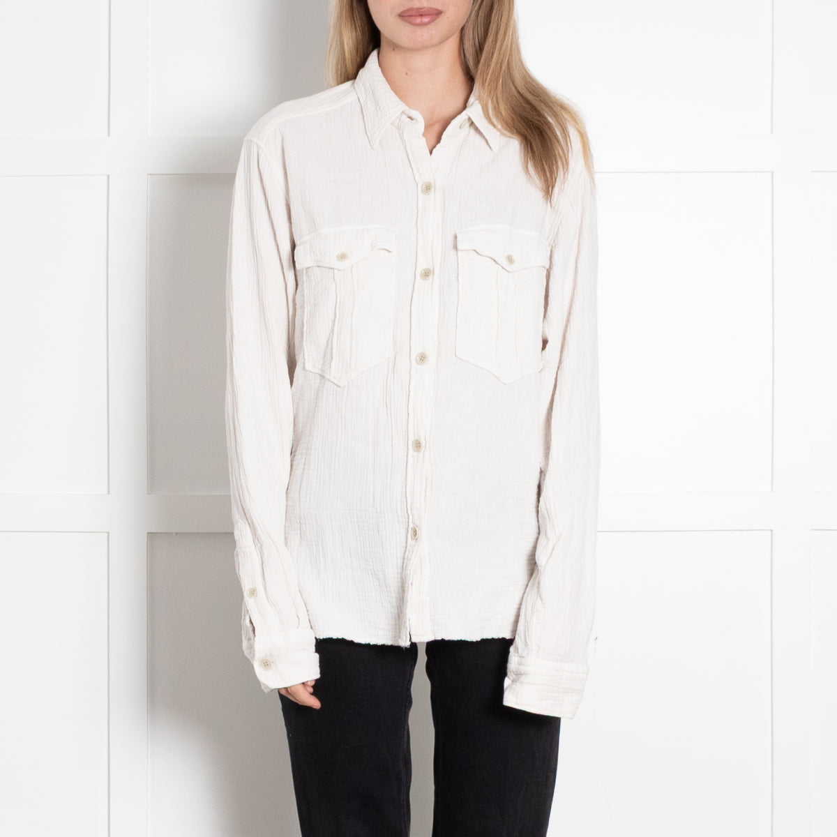 Marant Etoile White Textured Button Down Shirt