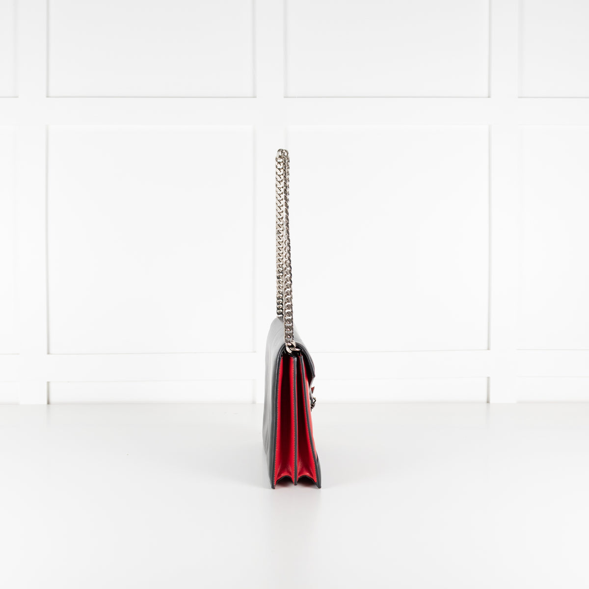 Alexander McQueen Black Red Leather Embellished Pin Bag