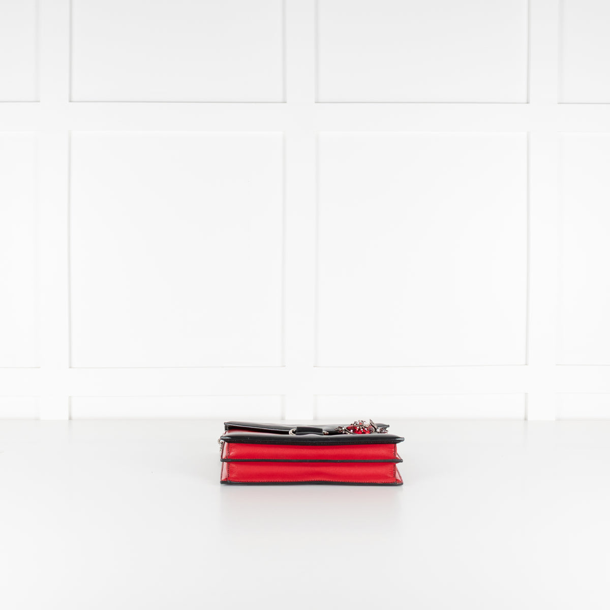 Alexander McQueen Black Red Leather Embellished Pin Bag