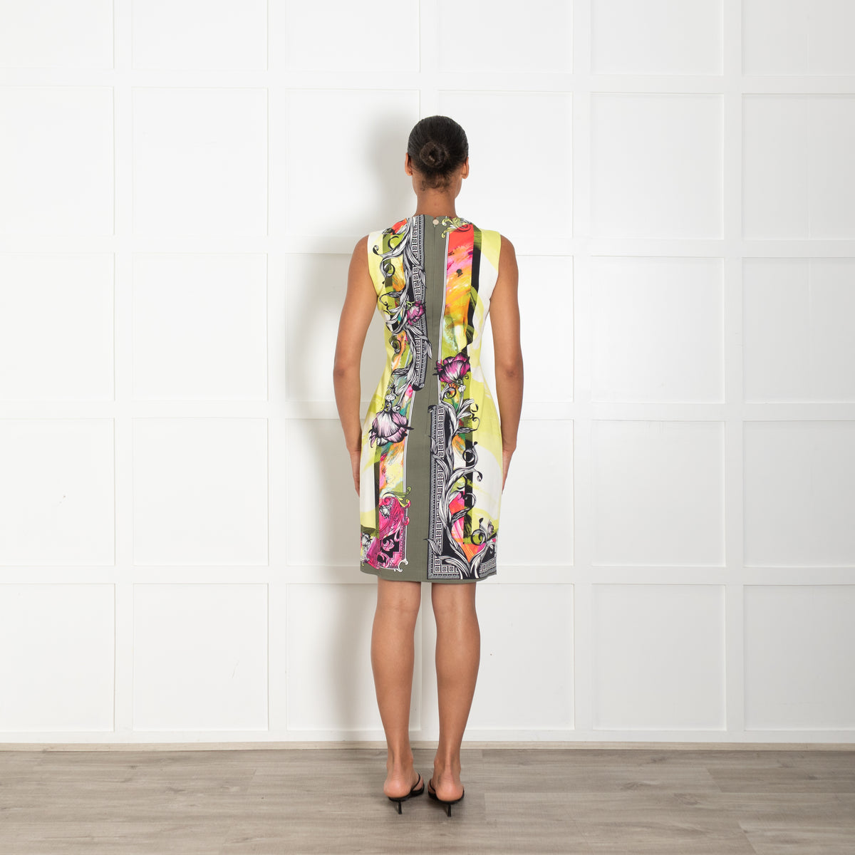 Versace Collection Yellow And Purple Shift Dress