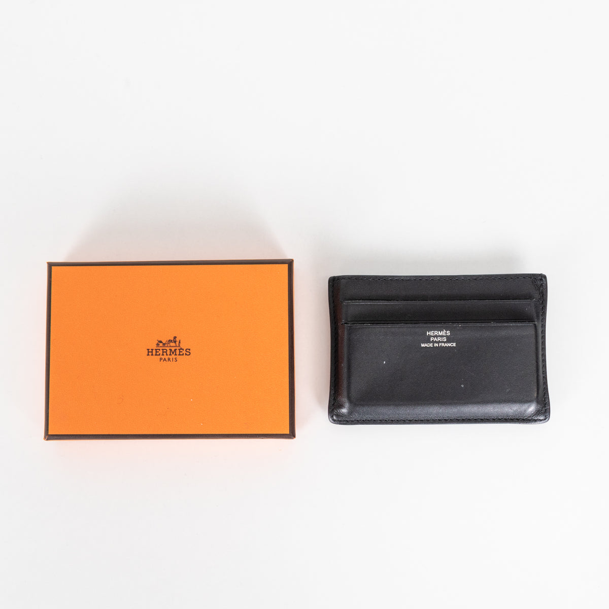 Hermes Black Leather Citizen Twill Card Holder