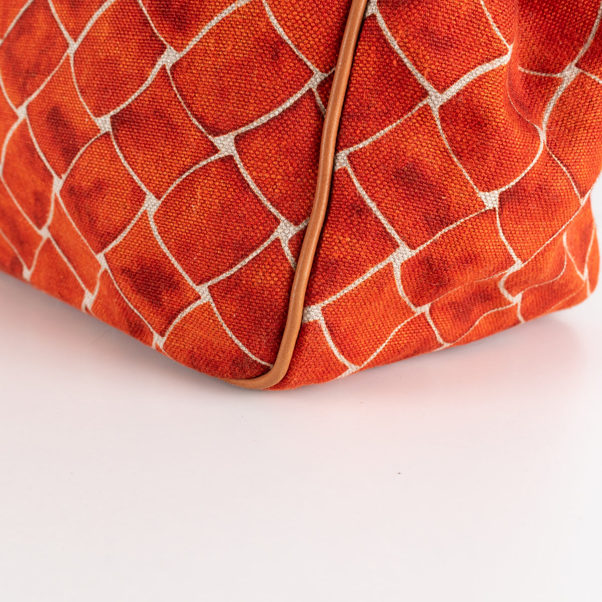 Bottega Veneta Beige Orange Baltic Canvas Tote Bag with Leather Handles