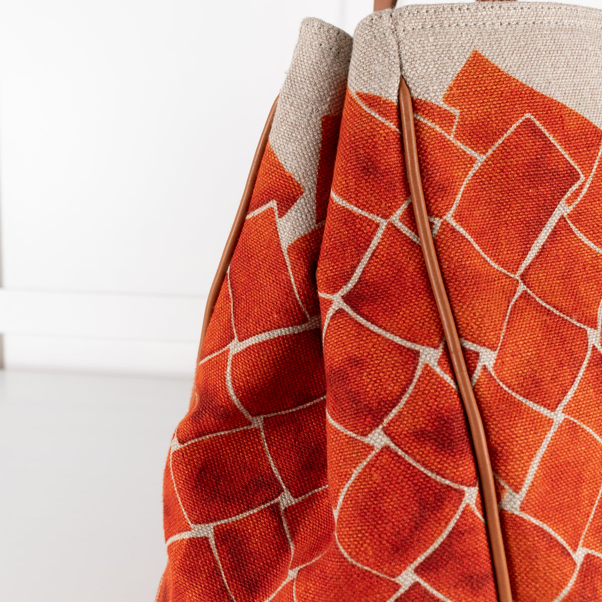 Bottega Veneta Beige Orange Baltic Canvas Tote Bag with Leather Handles