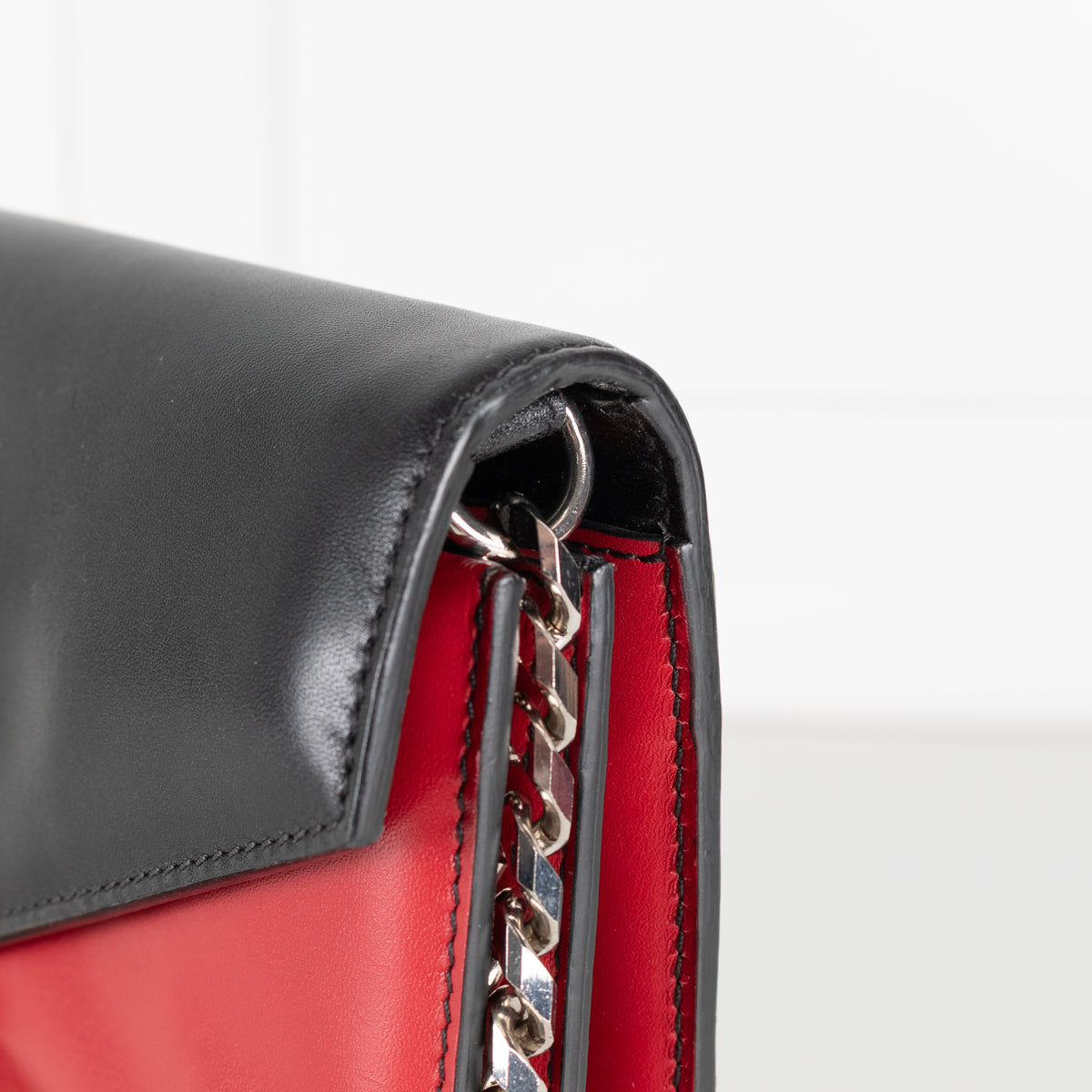 Alexander McQueen Black Red Leather Embellished Pin Bag
