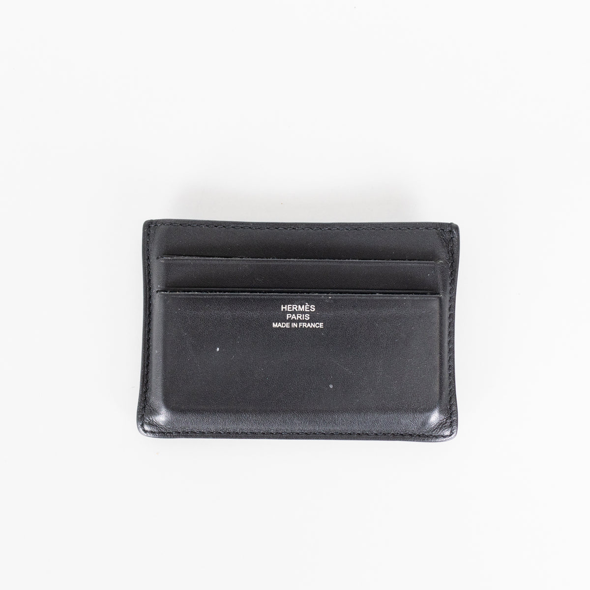 Hermes Black Leather Citizen Twill Card Holder