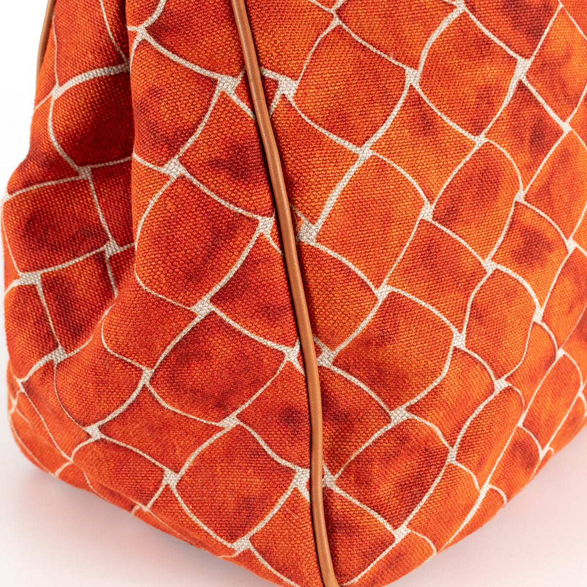 Bottega Veneta Beige Orange Baltic Canvas Tote Bag with Leather Handles