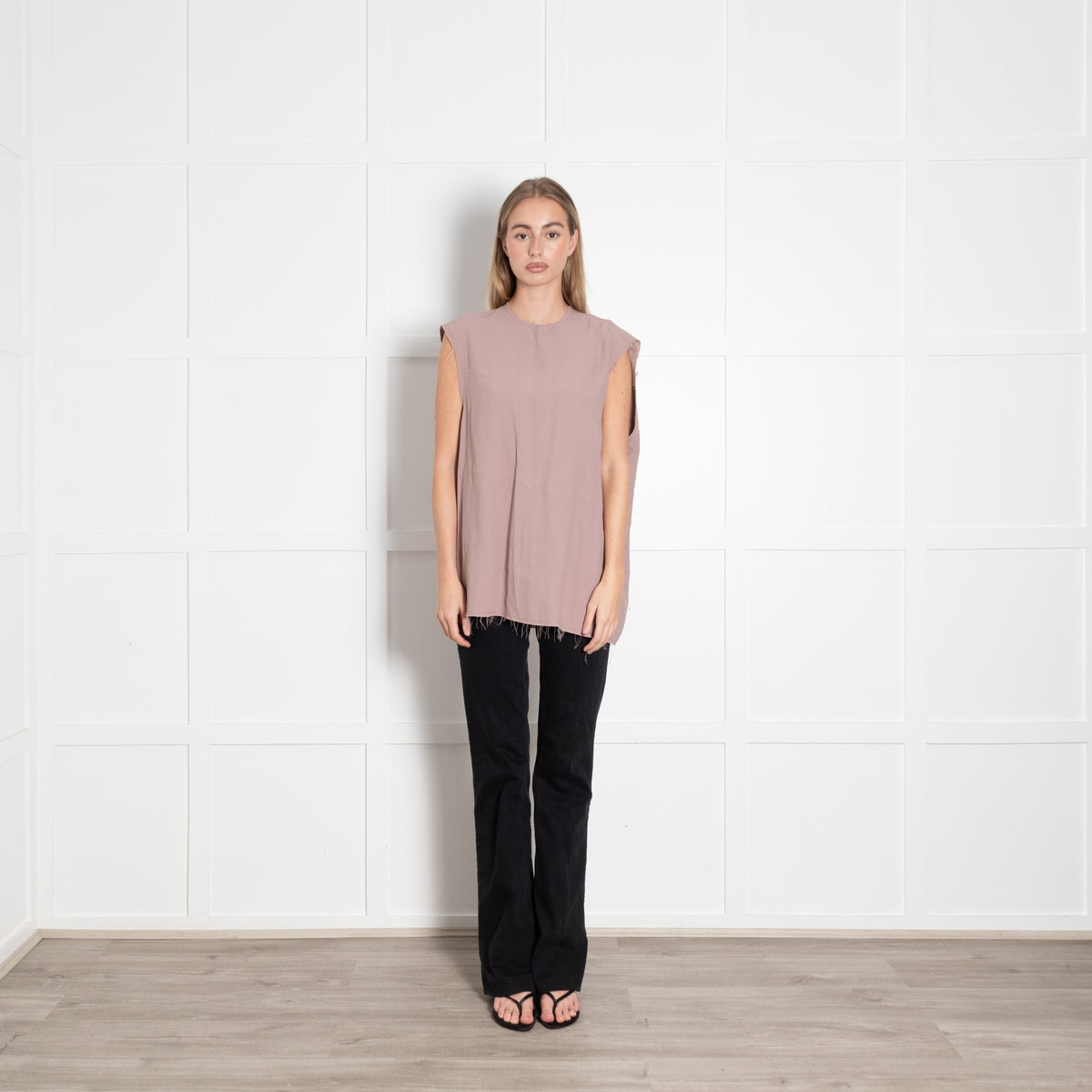 Raey Dusty Pink Raw Edge Sleeveless Top