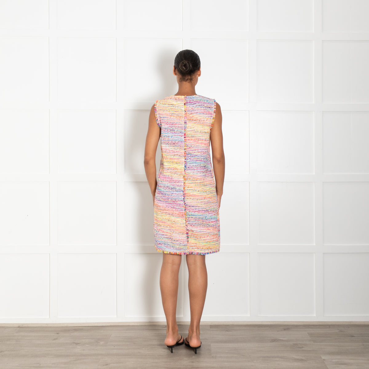 Riani Rainbow Tweed Midi Dress With Tassle Trim And Pockets
