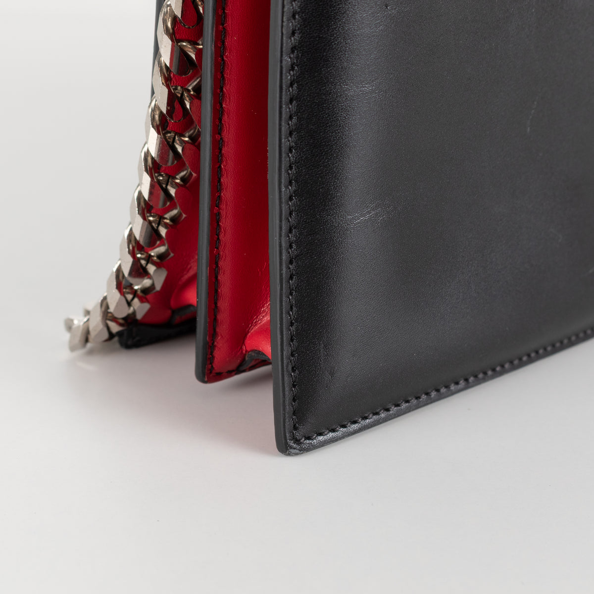 Alexander McQueen Black Red Leather Embellished Pin Bag