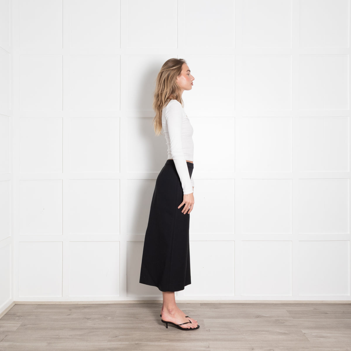 The Row Black Straight Mid Length Skirt