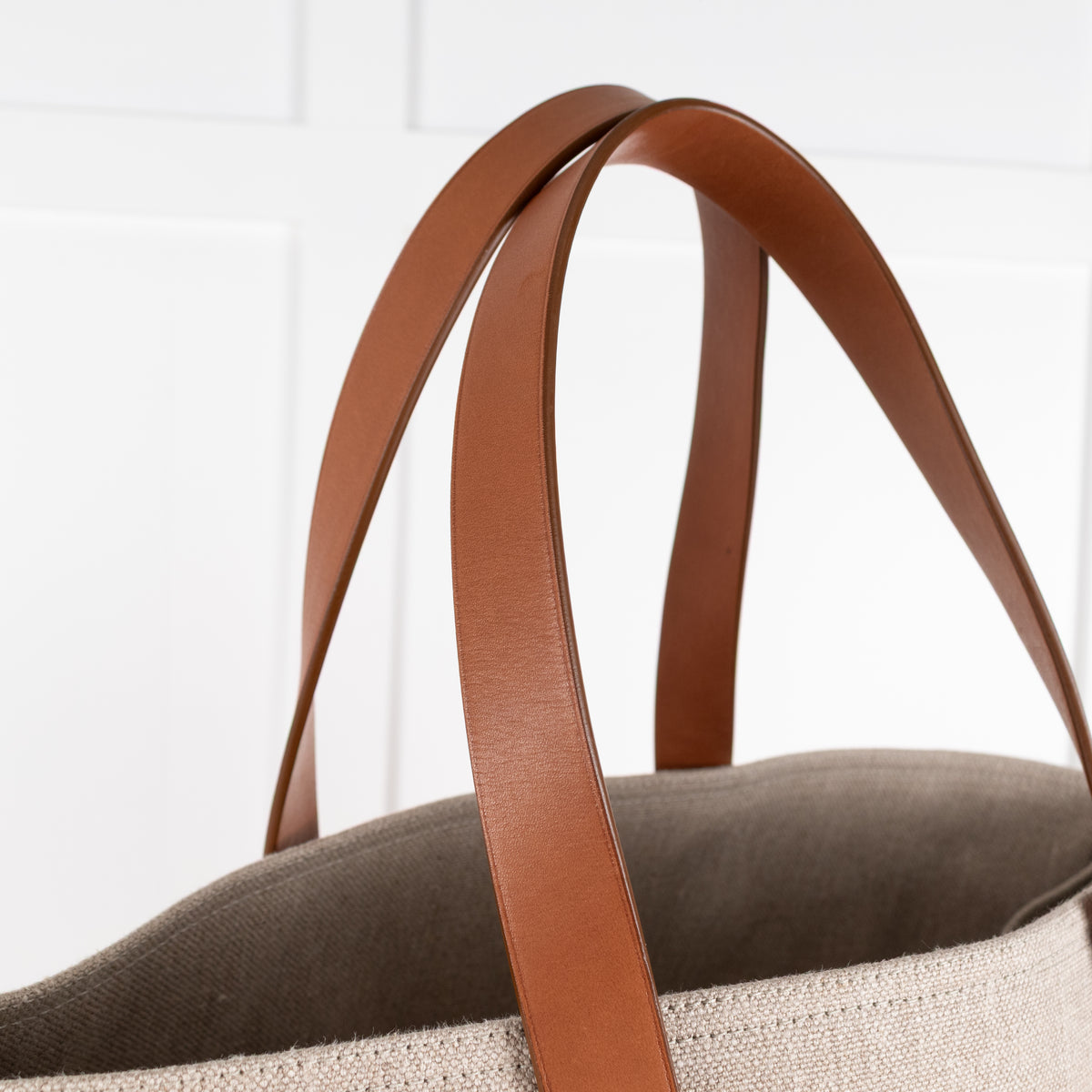 Bottega Veneta Beige Orange Baltic Canvas Tote Bag with Leather Handles