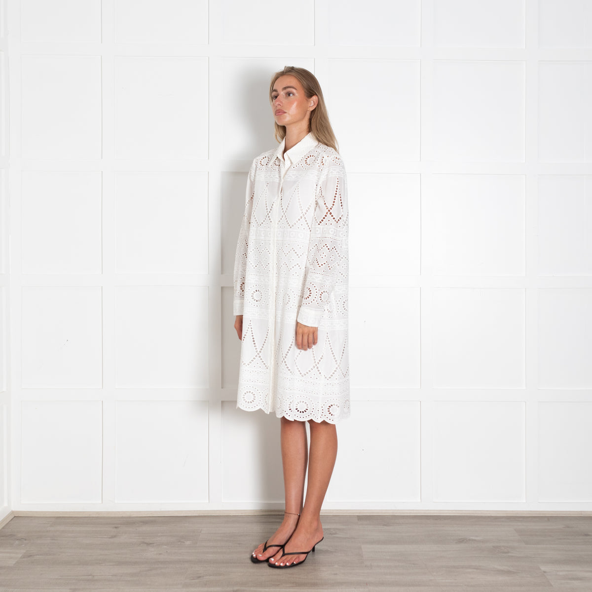 Luisa Cerano White Broderie Shirt Dress
