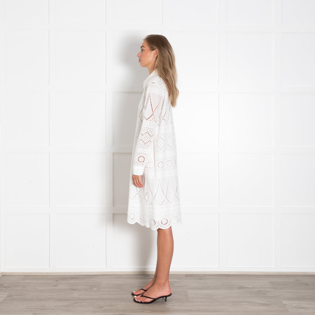 Luisa Cerano White Broderie Shirt Dress