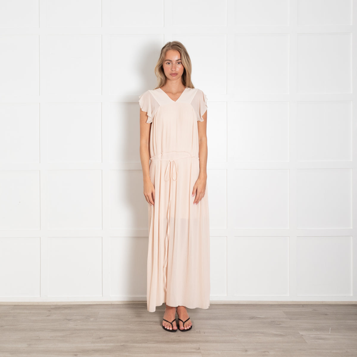 See by Chloe Champagne Frill Maxi Dress
