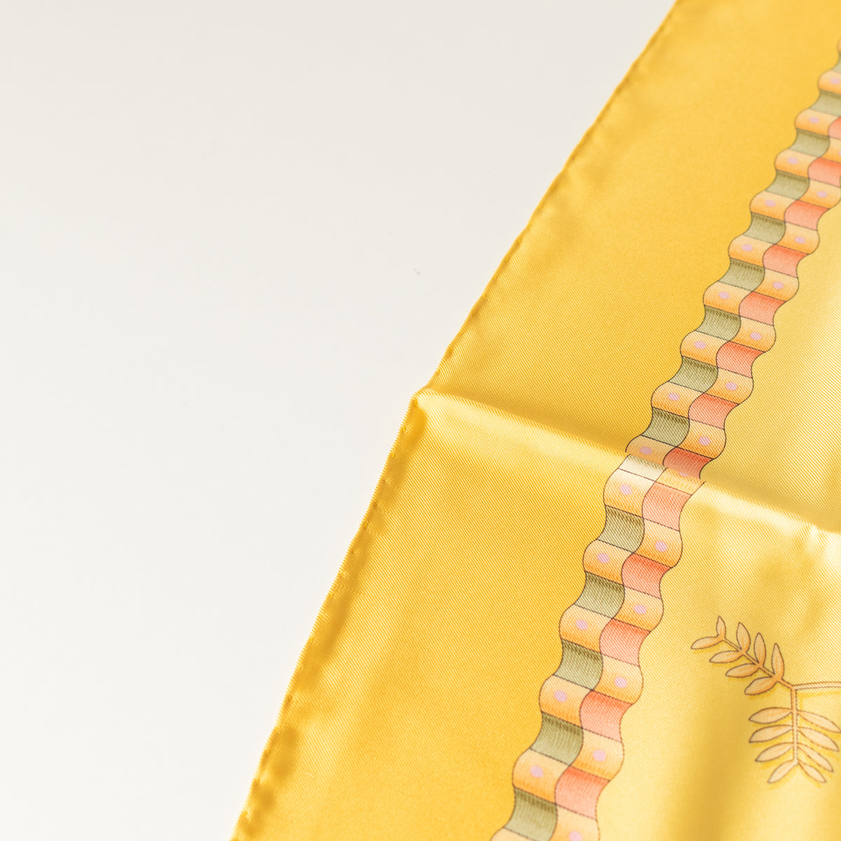 Salvatore Ferragamo Yellow With Pink Flower Print Silk Scarf