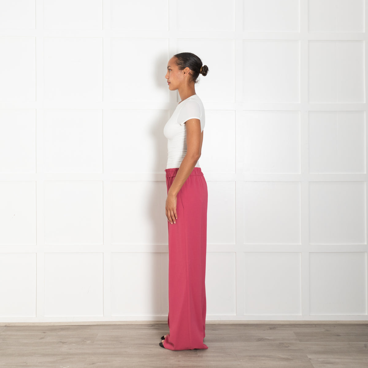 BA&SH Dark Pink Wide Leg Trousers With Exposed Zip