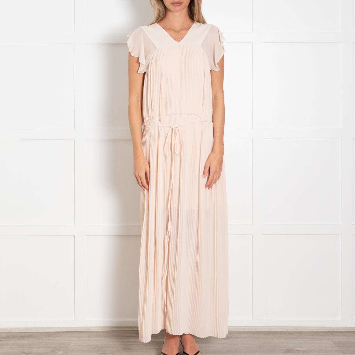 See by Chloe Champagne Frill Maxi Dress