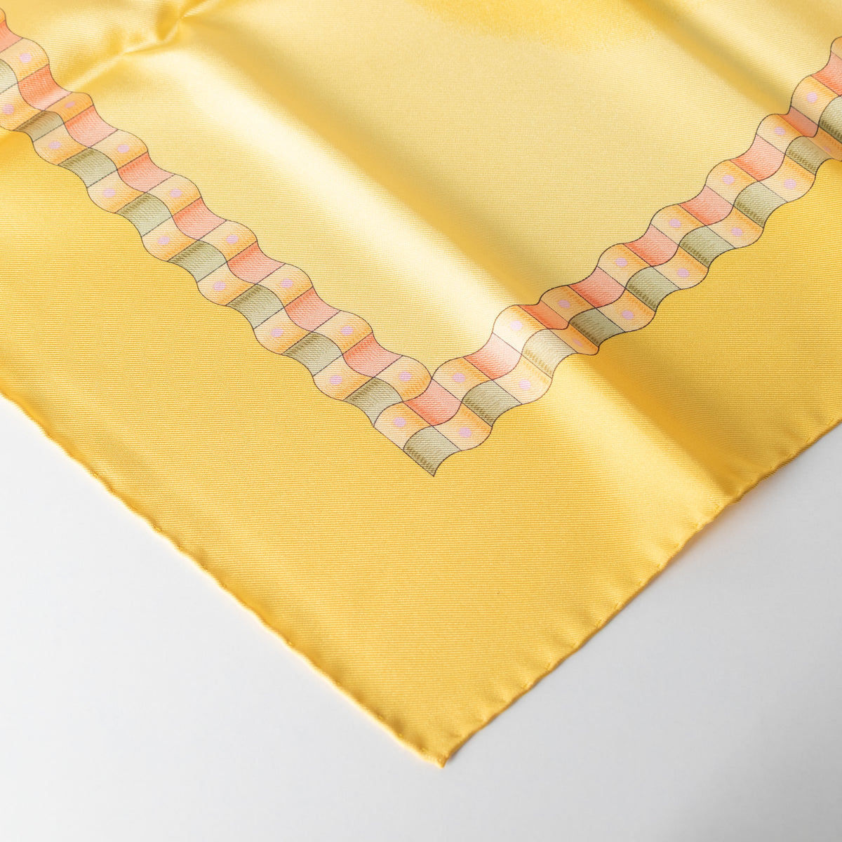 Salvatore Ferragamo Yellow With Pink Flower Print Silk Scarf