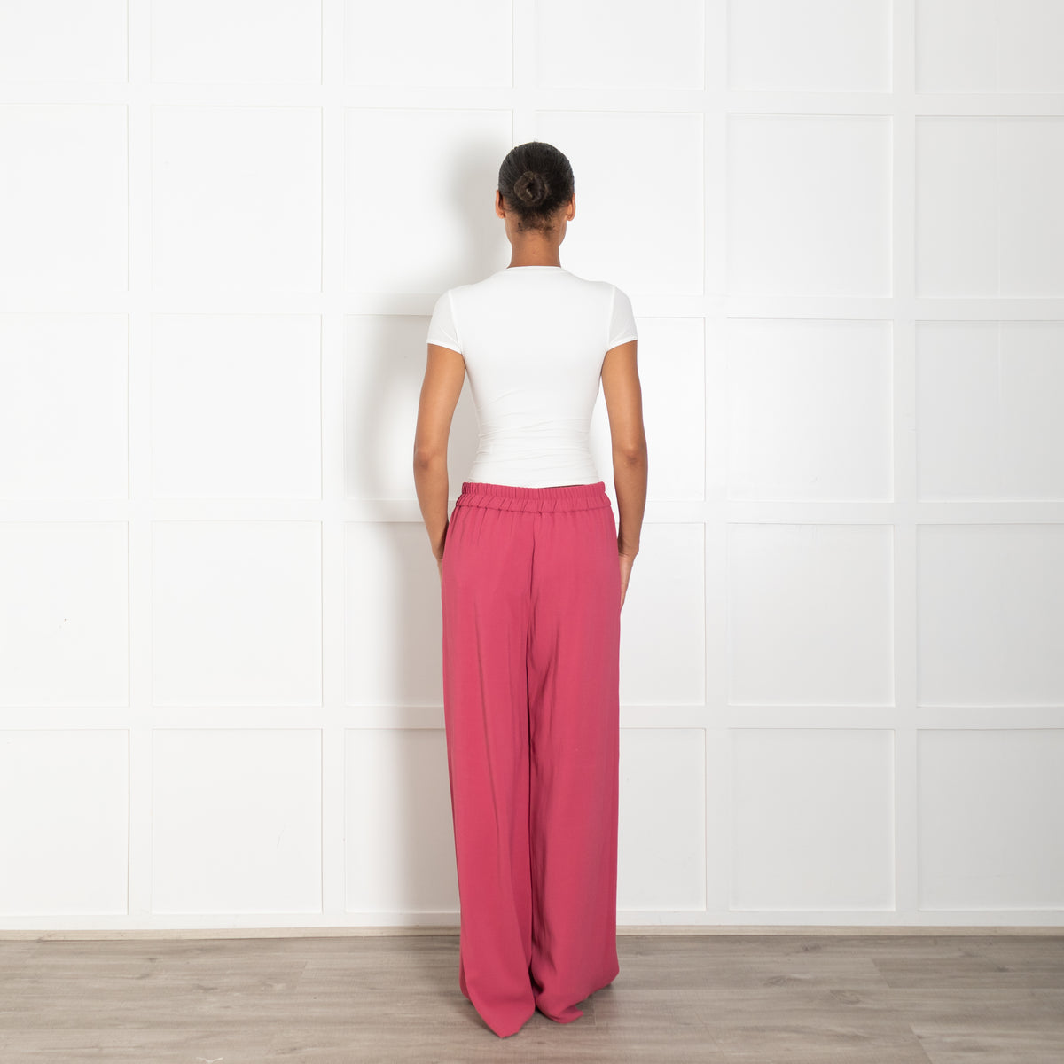 BA&SH Dark Pink Wide Leg Trousers With Exposed Zip