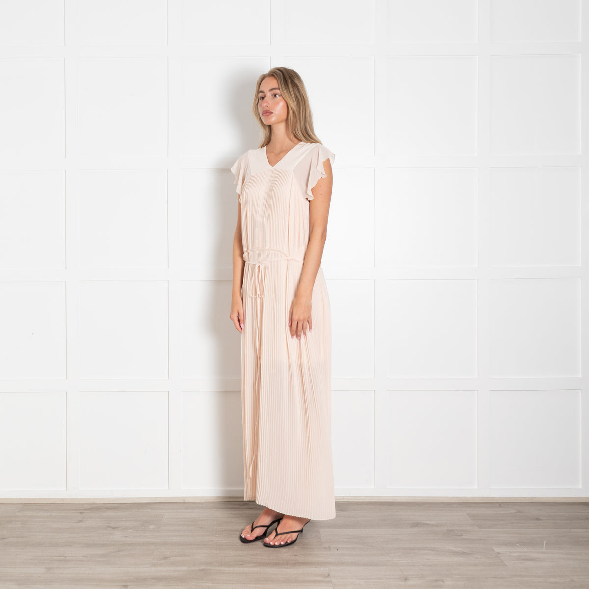 See by Chloe Champagne Frill Maxi Dress
