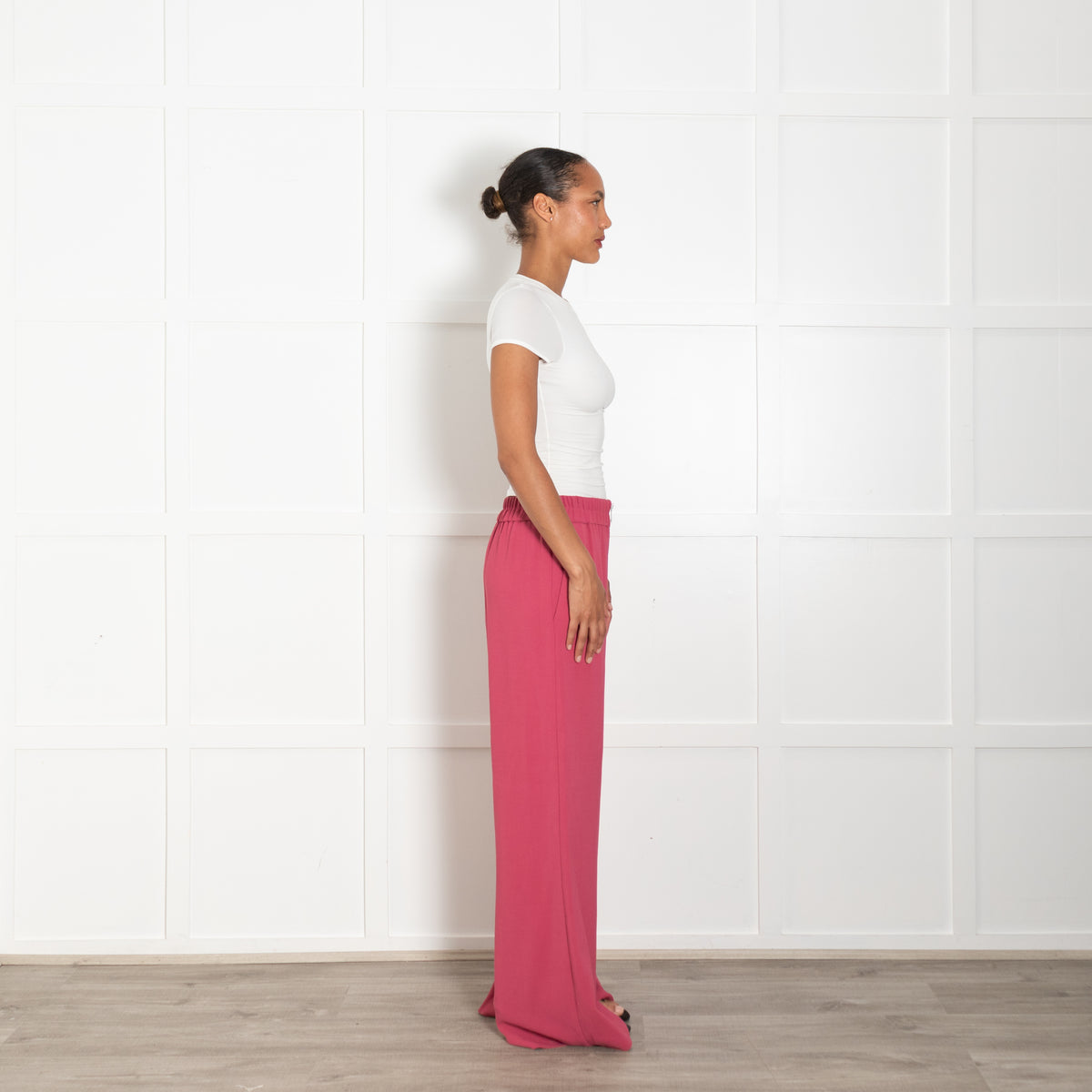 BA&SH Dark Pink Wide Leg Trousers With Exposed Zip