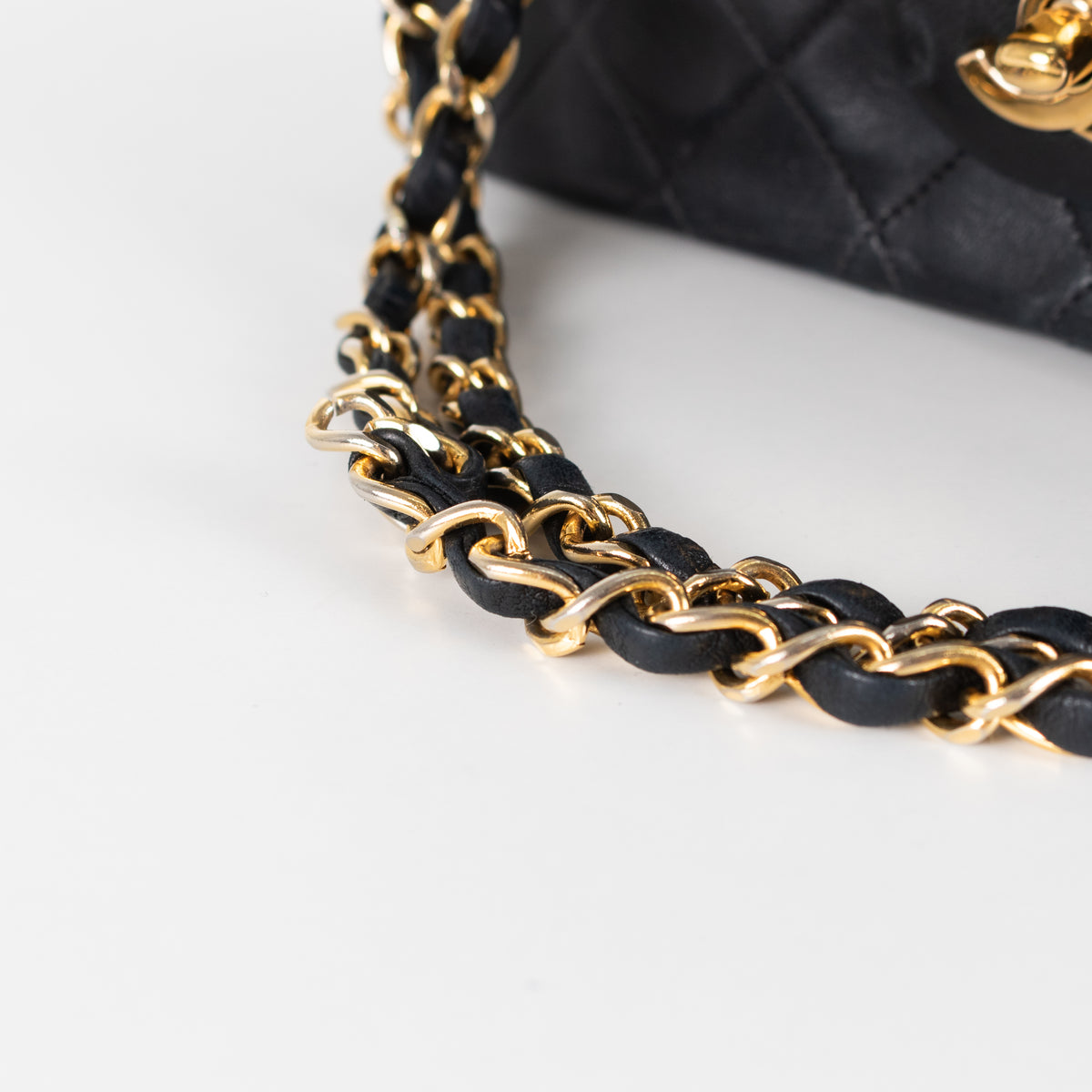 Chanel Vintage Black Lambskin Small Double Flap Bag with Gold Hardware Series 1