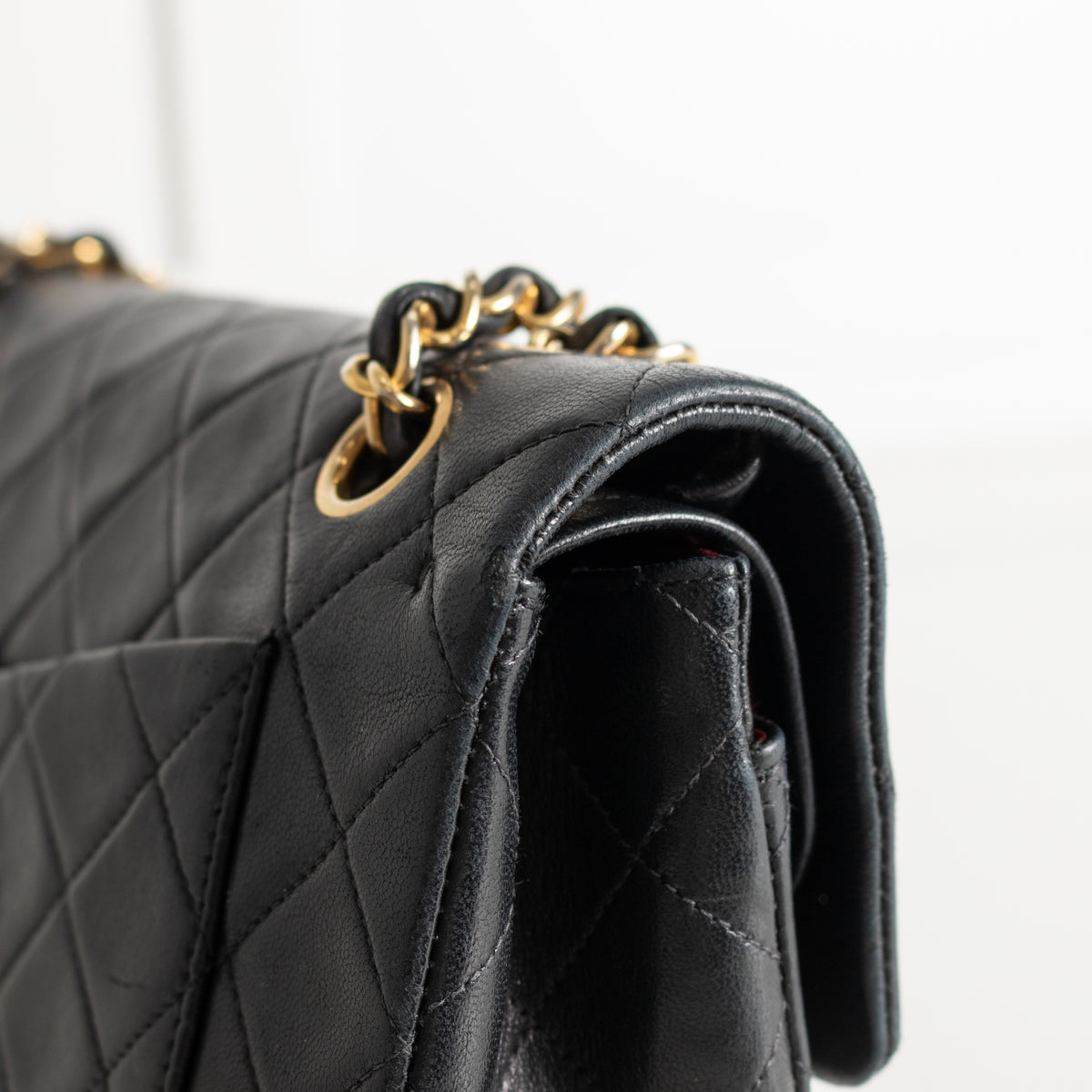Chanel Vintage Black Lambskin Small Double Flap Bag with Gold Hardware Series 1