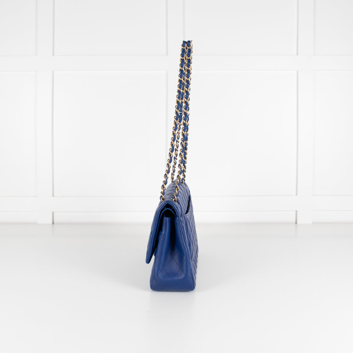 Chanel Royal Blue Matelasse Lambskin Jumbo Double Flap with Brushed Gold Hardware