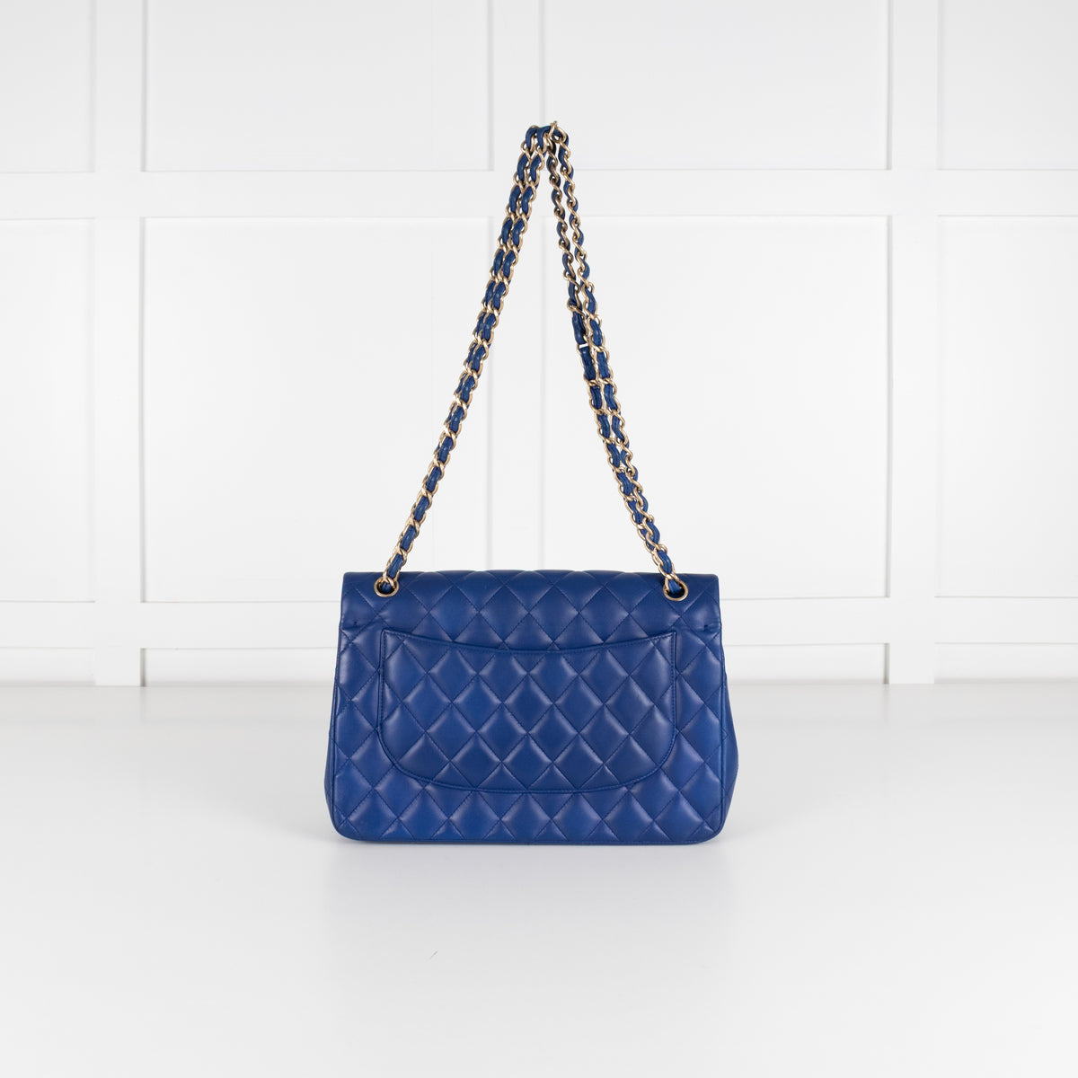Chanel Royal Blue Matelasse Lambskin Jumbo Double Flap with Brushed Gold Hardware