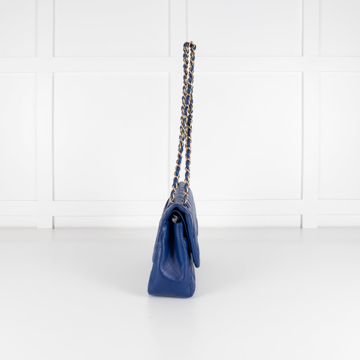 Chanel Royal Blue Matelasse Lambskin Jumbo Double Flap with Brushed Gold Hardware
