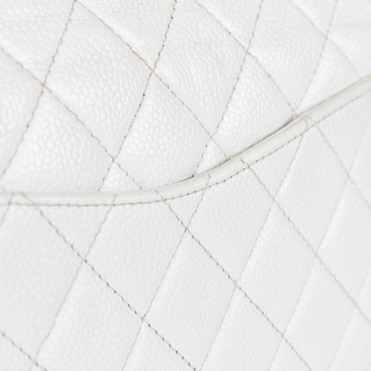Chanel Vintage White Caviar Leather Medium Double Flap Bag