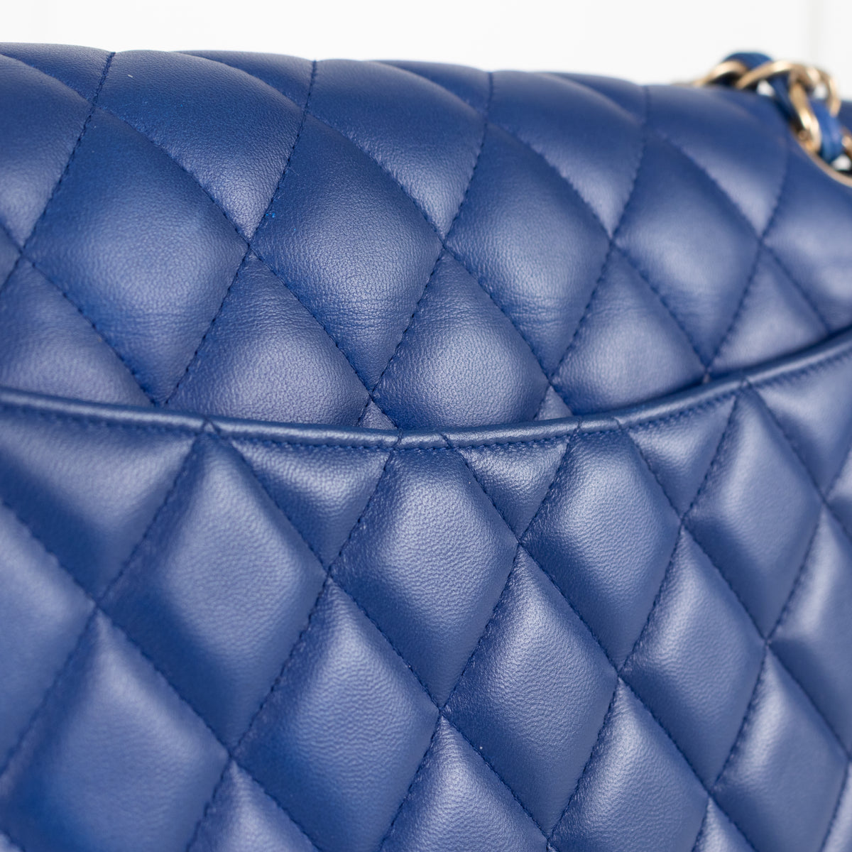 Chanel Royal Blue Matelasse Lambskin Jumbo Double Flap with Brushed Gold Hardware