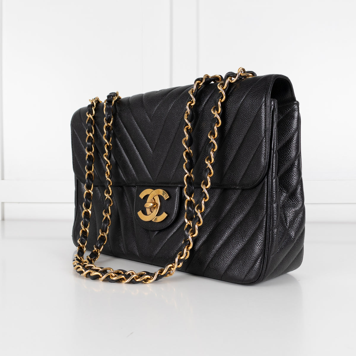 Chanel Vintage Black Caviar Maxi Flap Bag