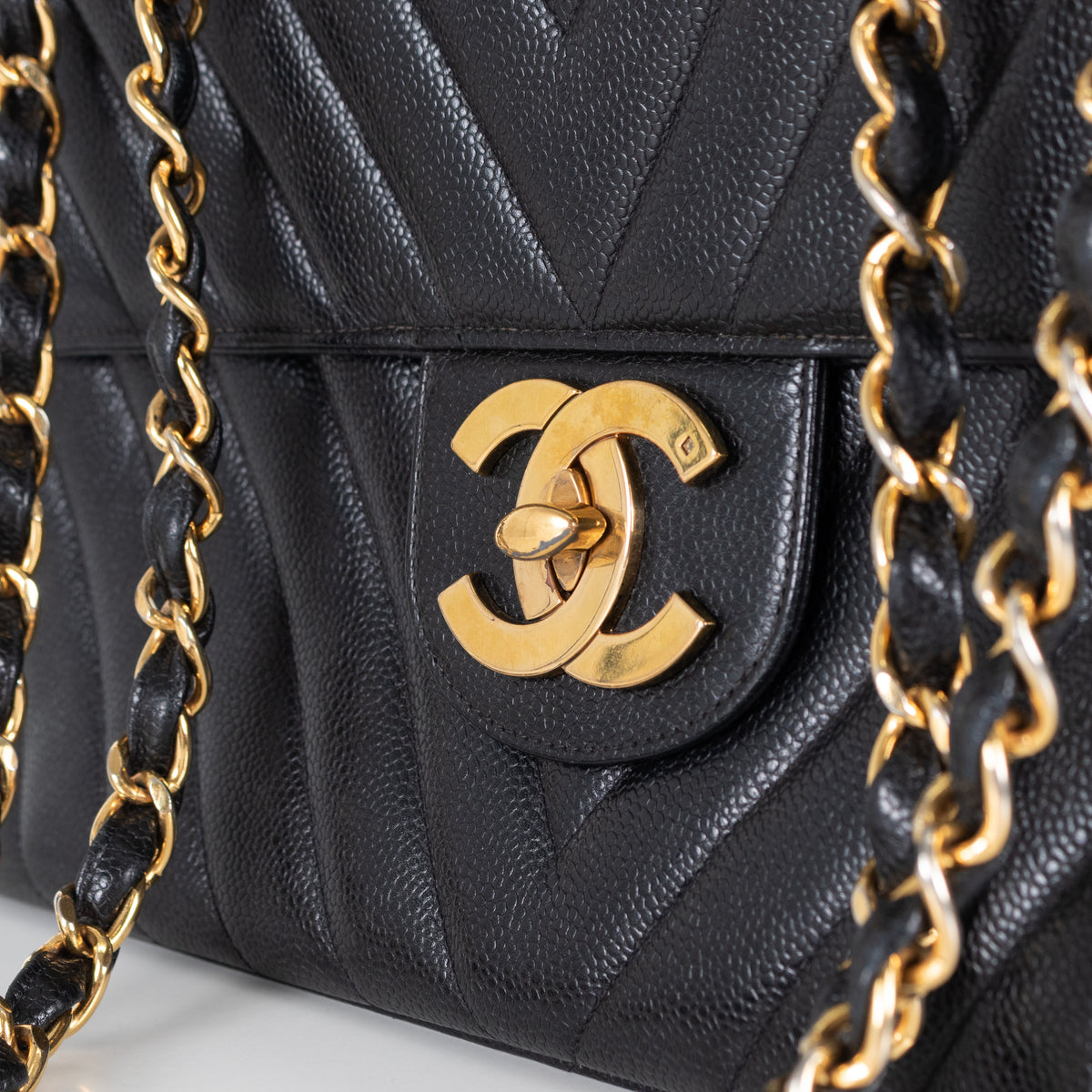 Chanel Vintage Black Caviar Maxi Flap Bag