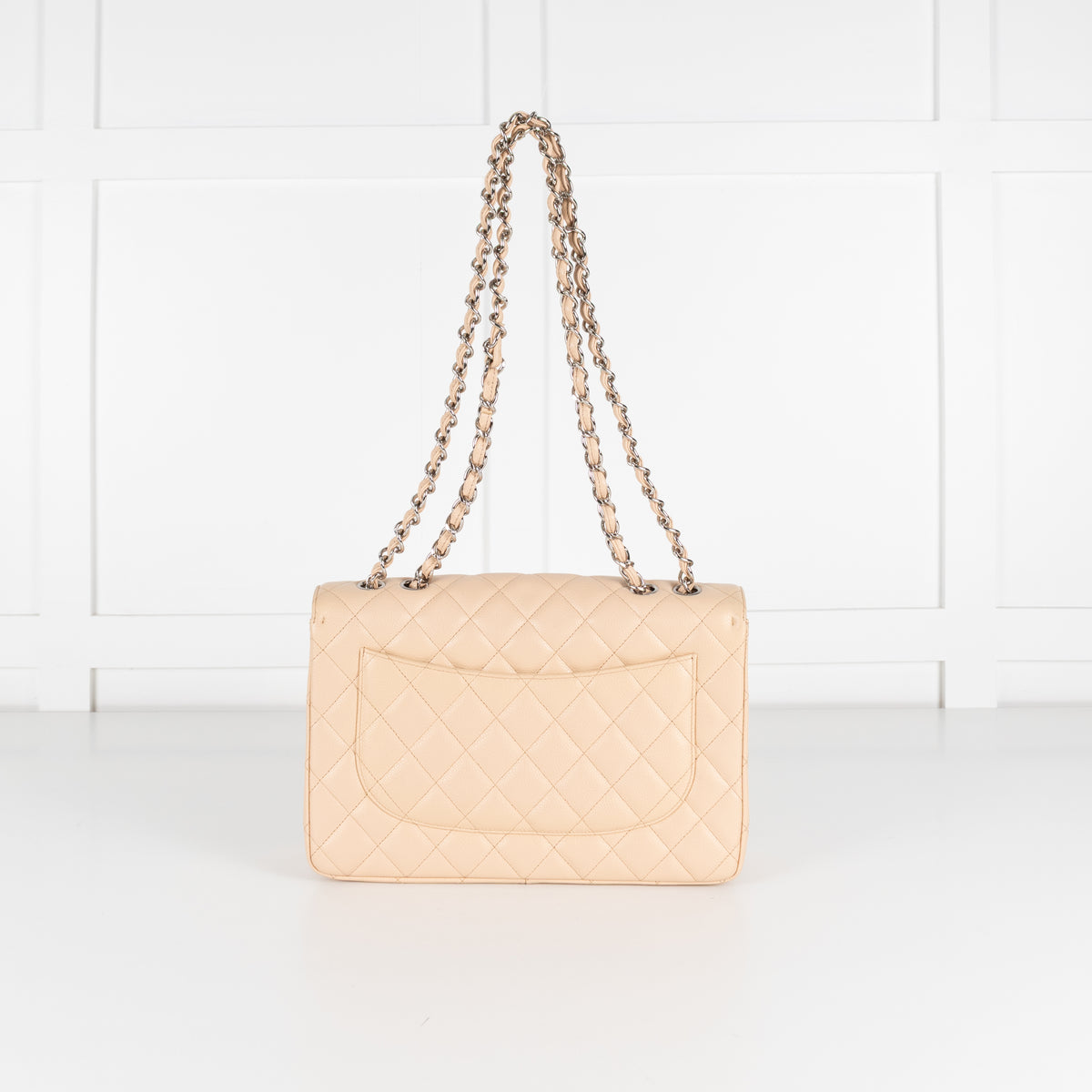 Chanel Beige Matelasse Caviar Jumbo Single Flap Bag
