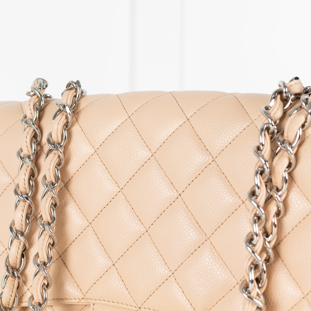 Chanel Beige Matelasse Caviar Jumbo Single Flap Bag