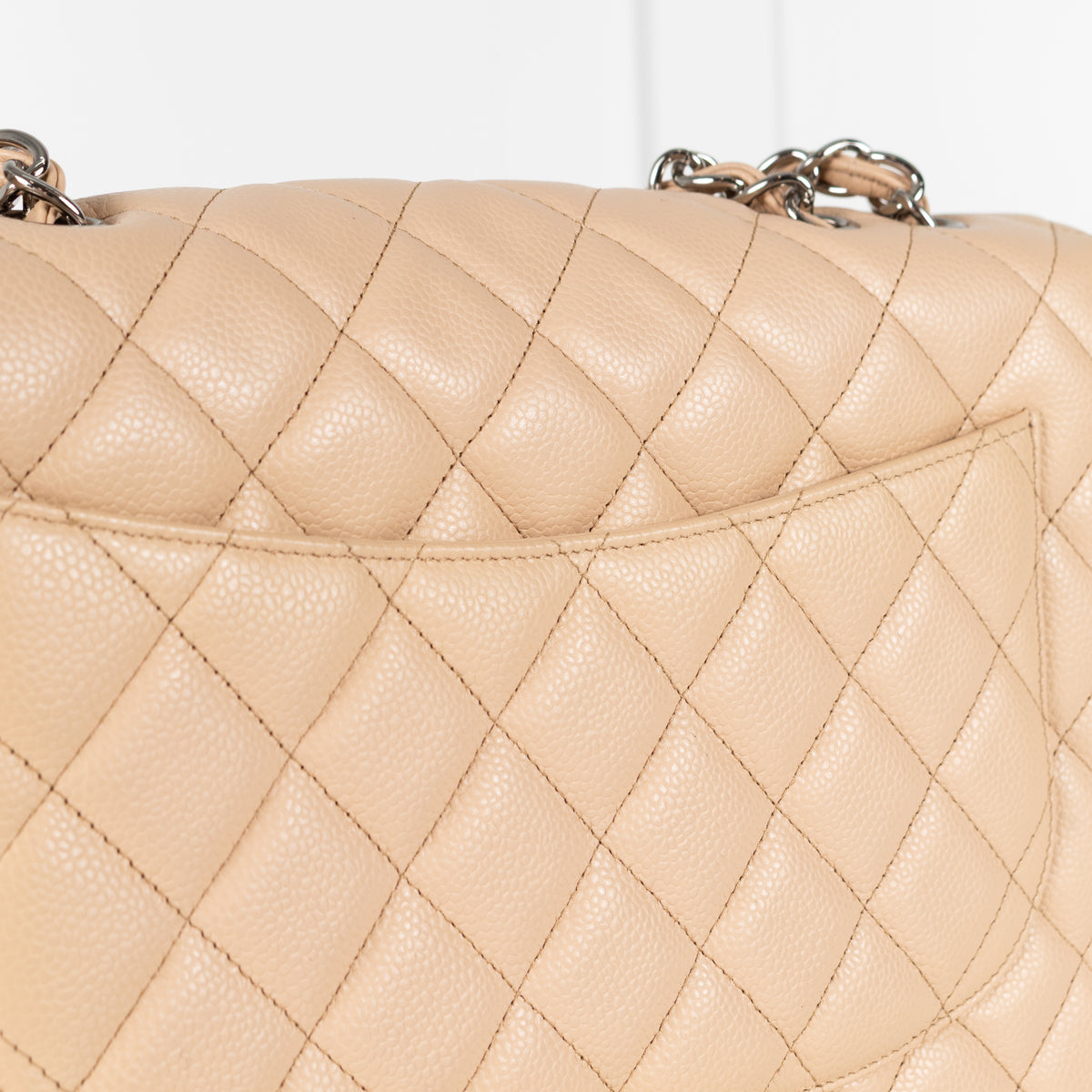 Chanel Beige Matelasse Caviar Jumbo Single Flap Bag