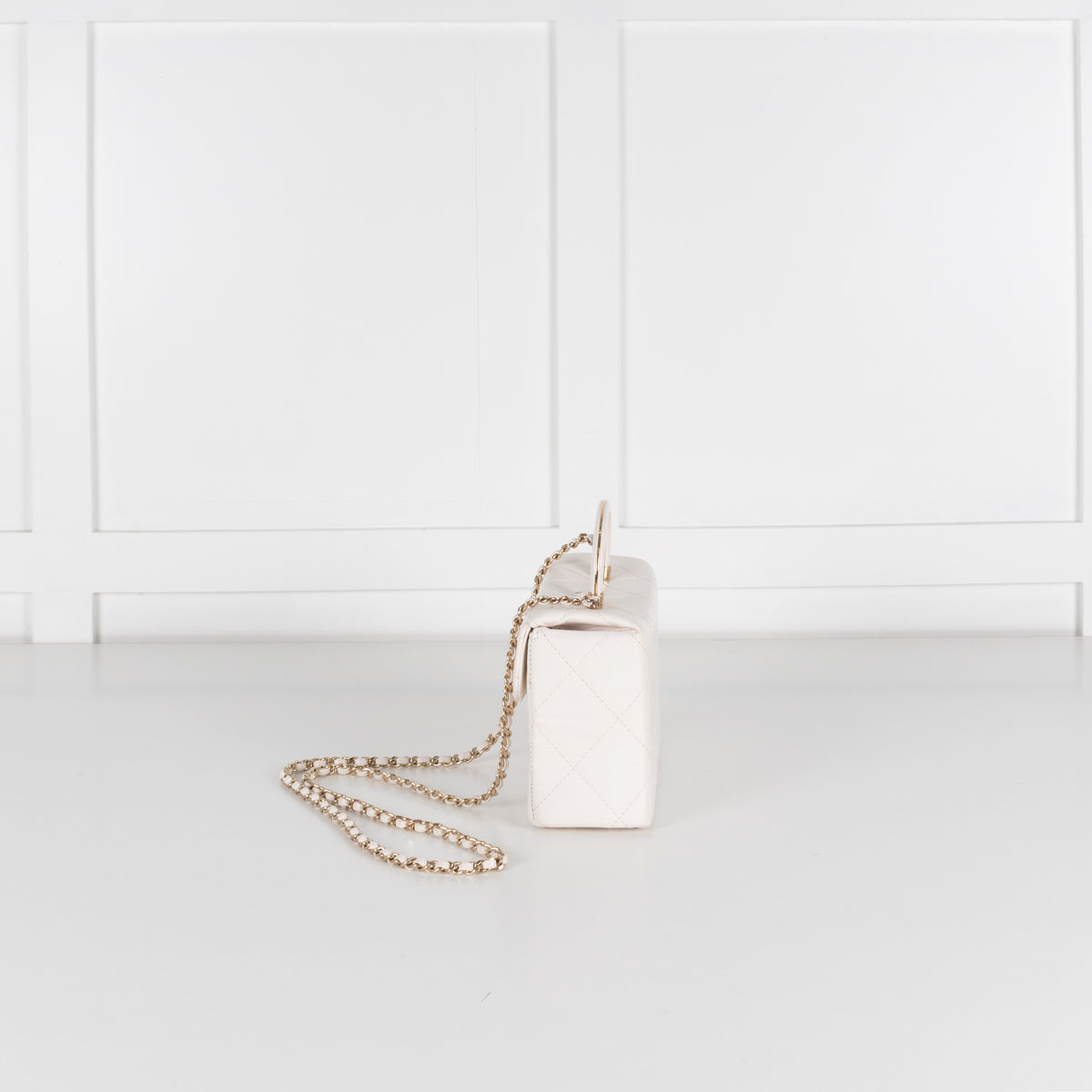 Chanel White Lambskin White Quilted Vanity Shoulder Bag