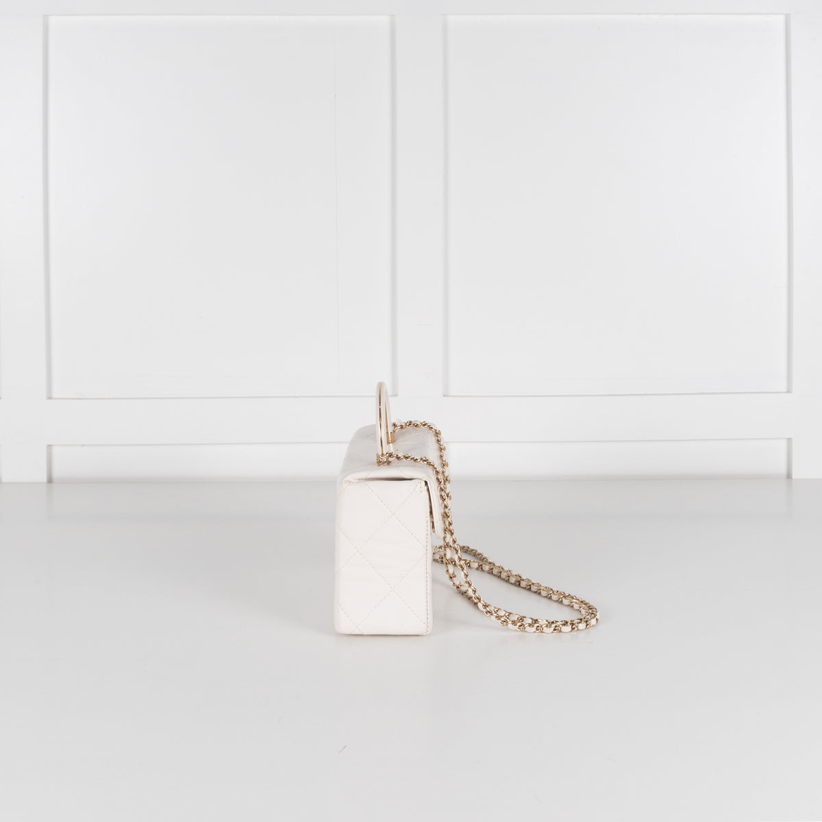 Chanel White Lambskin White Quilted Vanity Shoulder Bag