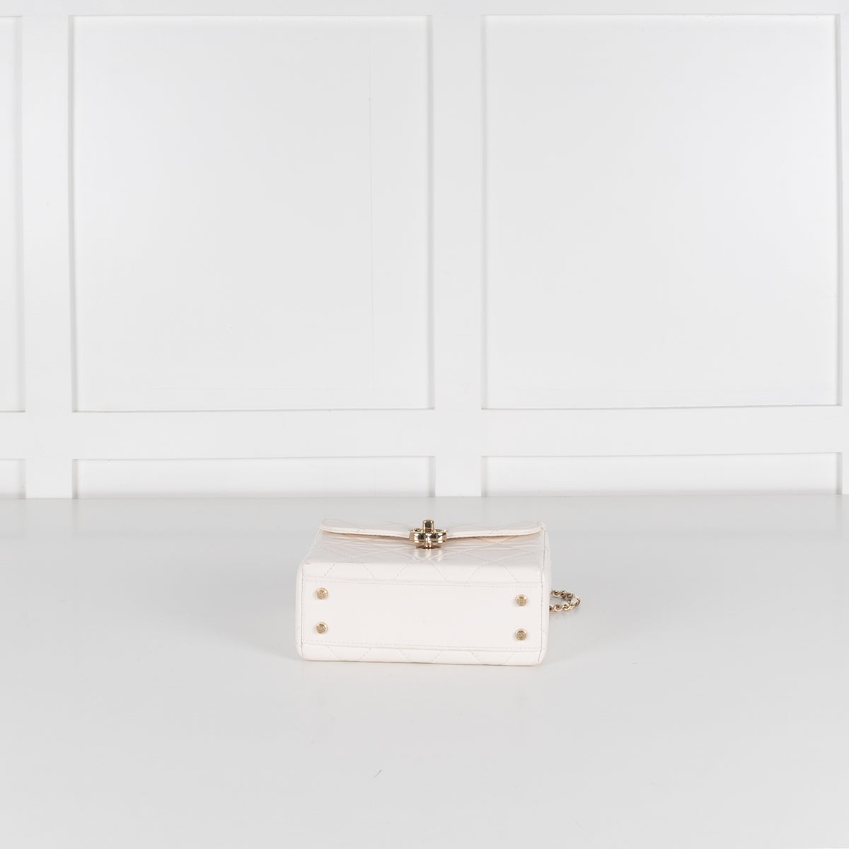 Chanel White Lambskin White Quilted Vanity Shoulder Bag