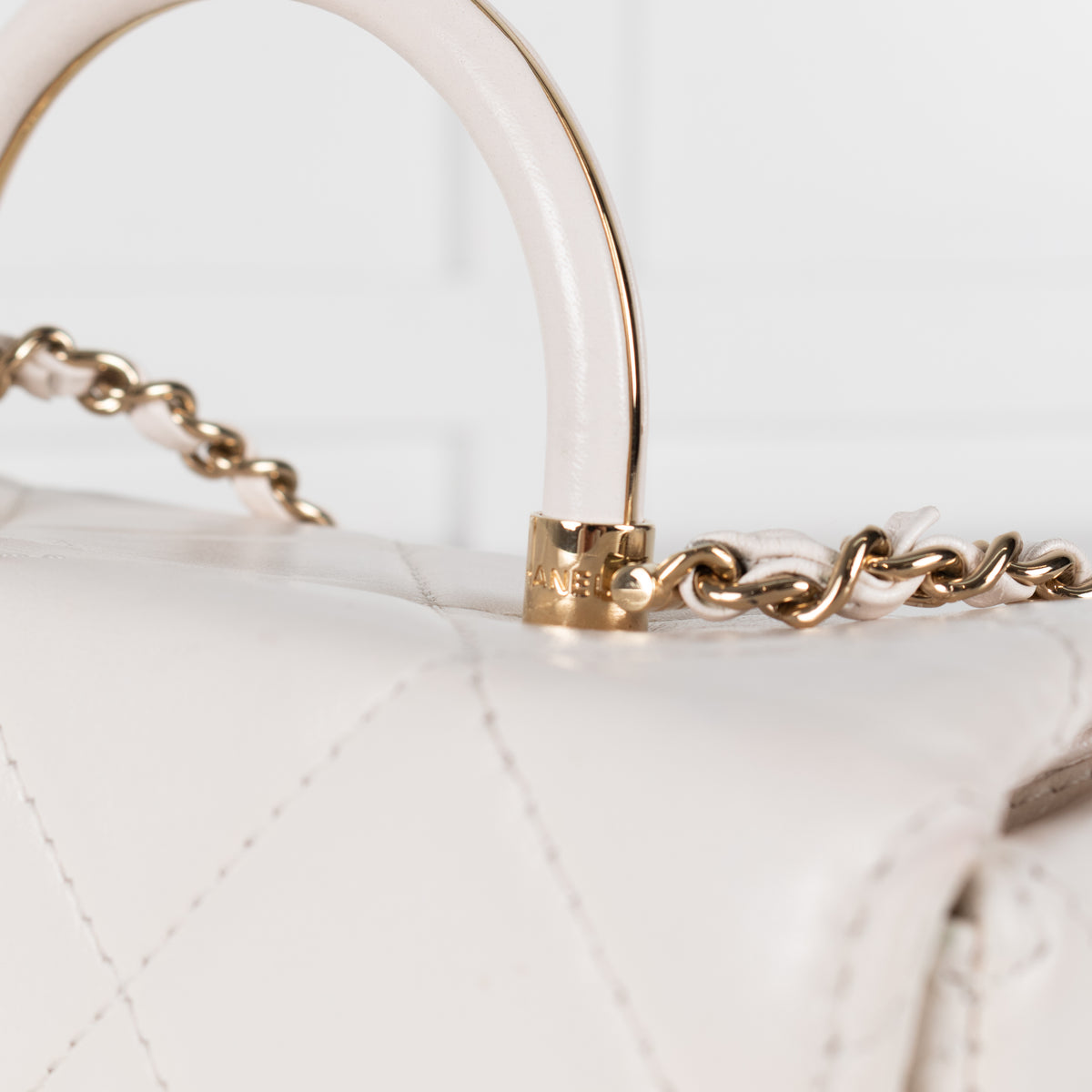 Chanel White Lambskin White Quilted Vanity Shoulder Bag
