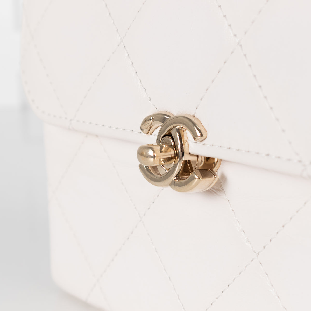 Chanel White Lambskin White Quilted Vanity Shoulder Bag