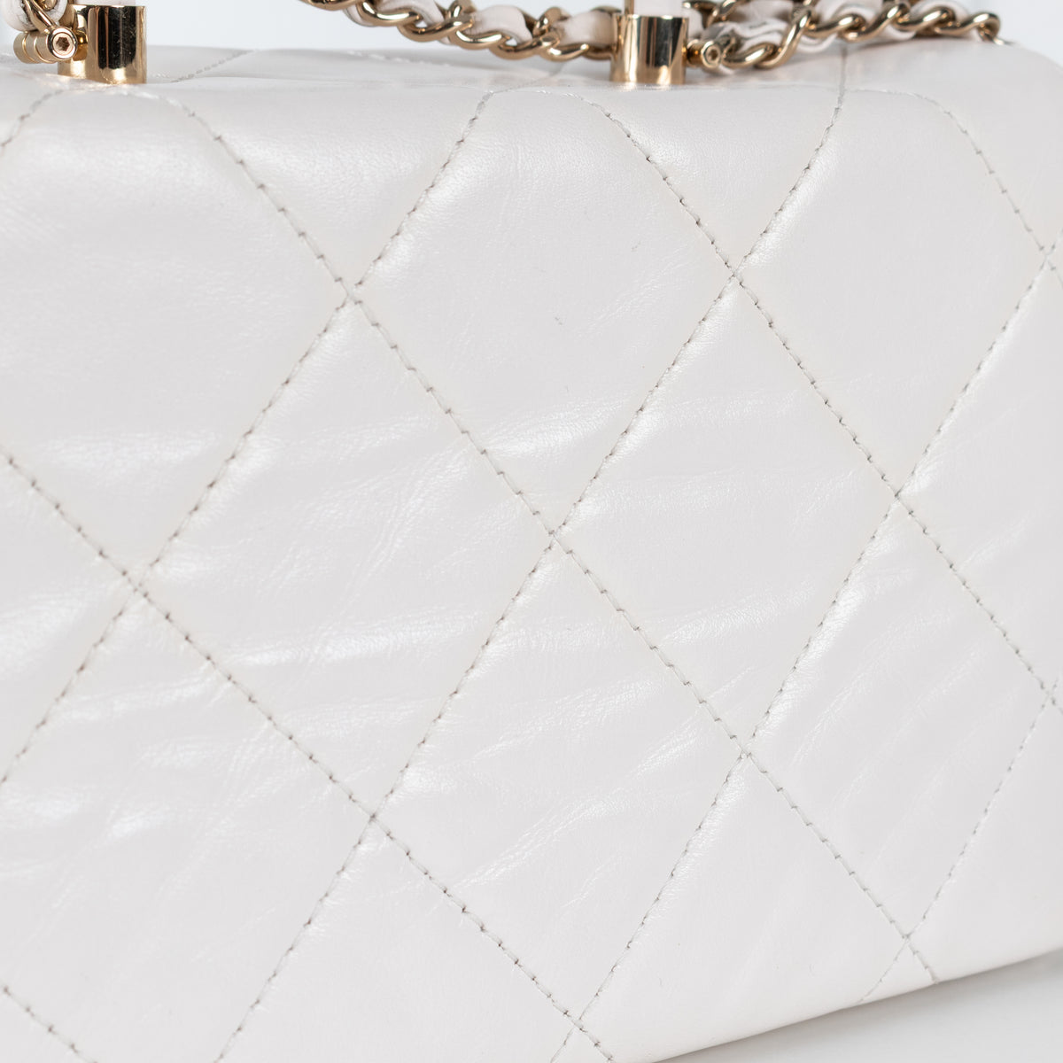 Chanel White Lambskin White Quilted Vanity Shoulder Bag