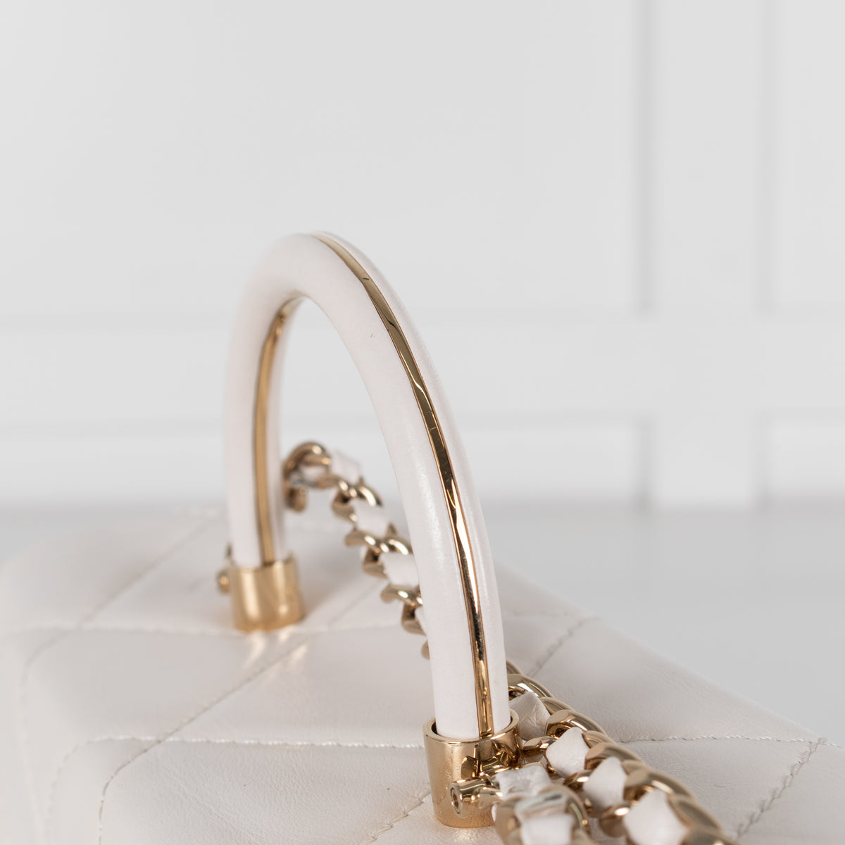 Chanel White Lambskin White Quilted Vanity Shoulder Bag